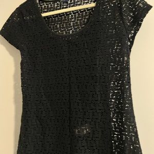 Banana Republic black eyelet blouse size M